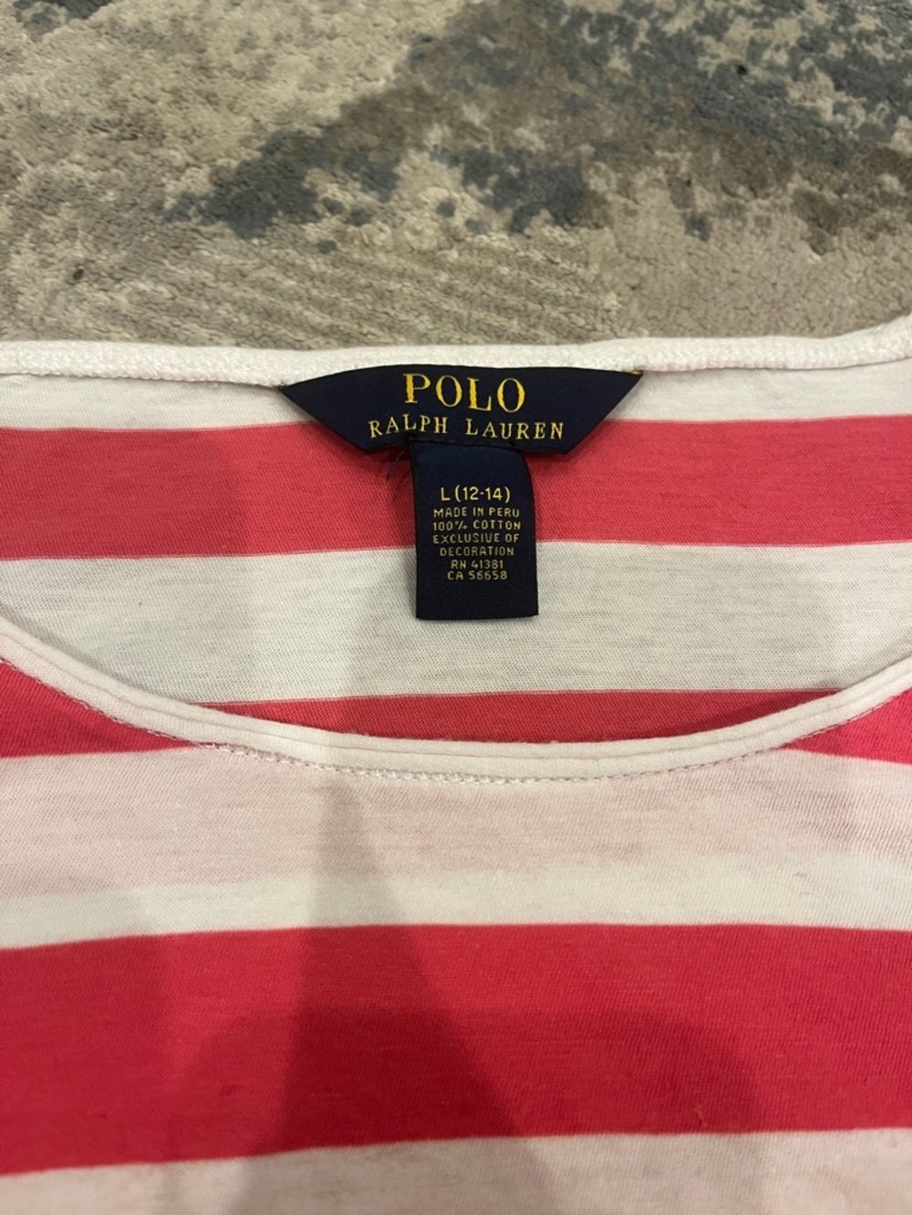 Polo by Ralph Lauren Coral and White Striped Short Sleeve Tee - Picture 2 of 5